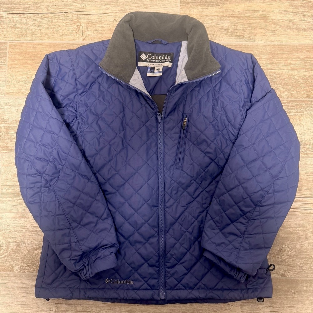 Columbia Core Interchange Vertex Quilted Jacket Women Size Large Blue Zip Pocket